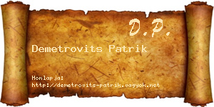 Demetrovits Patrik névjegykártya